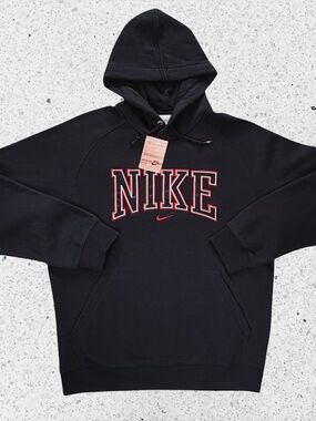 Nike Mens M Black Spell Out Varsity Hoodie Pullover Fleece NWT 2008 Style 279203